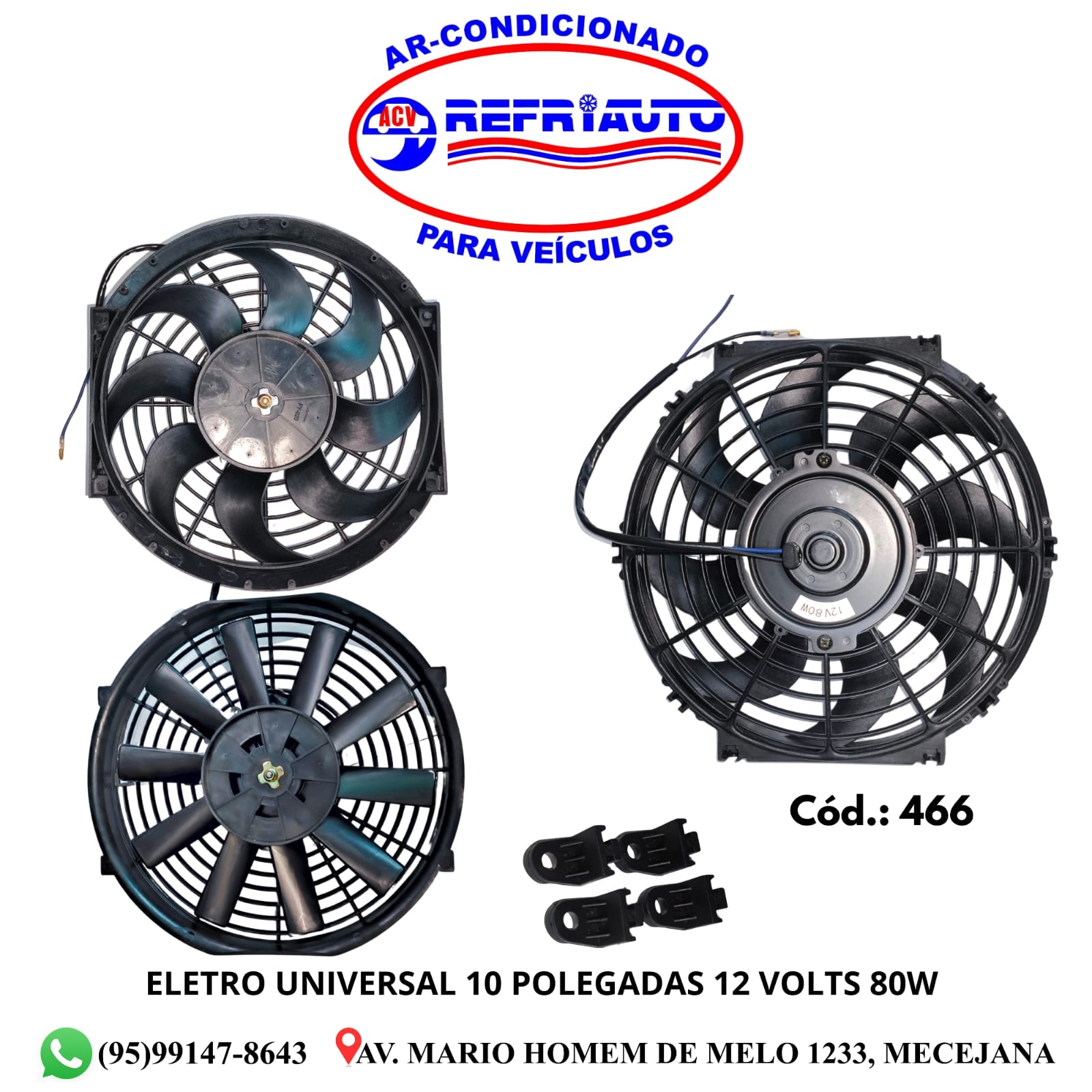 ELETRO UNIVERSAL 10 POLEGADAS  12 VOLTS 80W