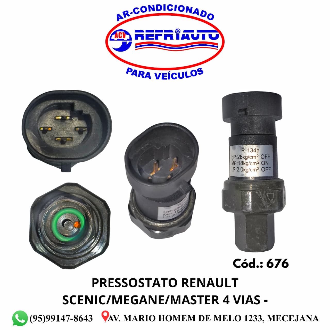 PRESSOSTATO RENAULT SCENIC/MEGANE/MASTER 4 VIAS