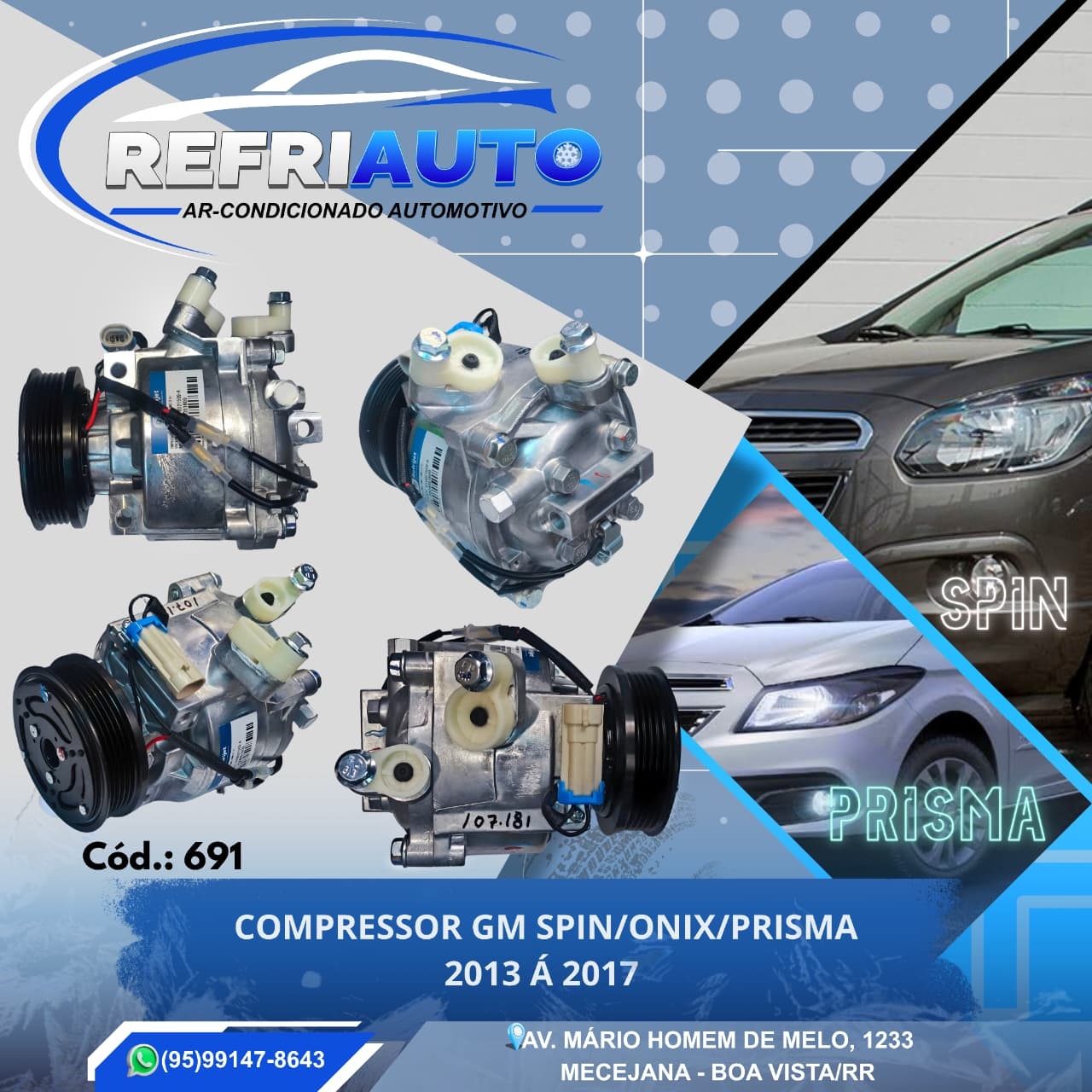 COMPRESSOR GM SPIN/ONIX/PRISMA 2013 Á 2017